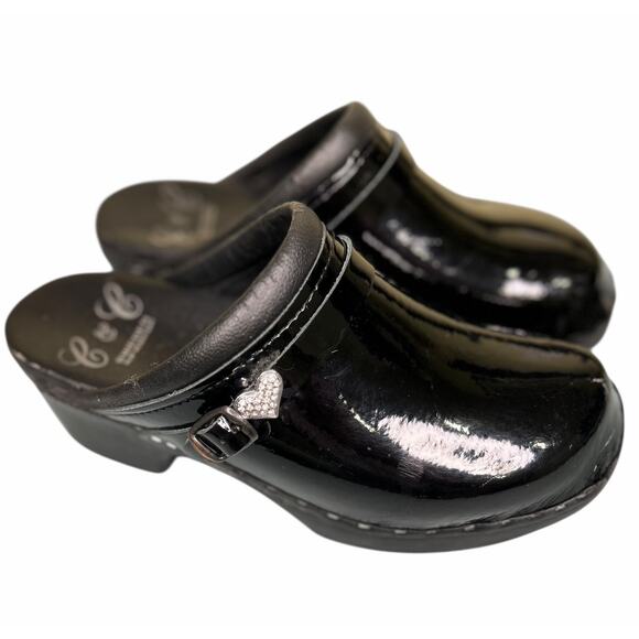 C&C Sweden Shoes - C&C Sweden Black Diamond Patent Leather Open Back Clogs Size 37 / US 7